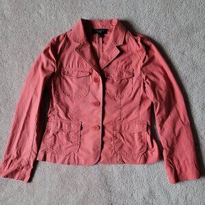 Talbots Womens Cotton Casual Jacket Size 4P Melon Pink Solid Basic Lightweight